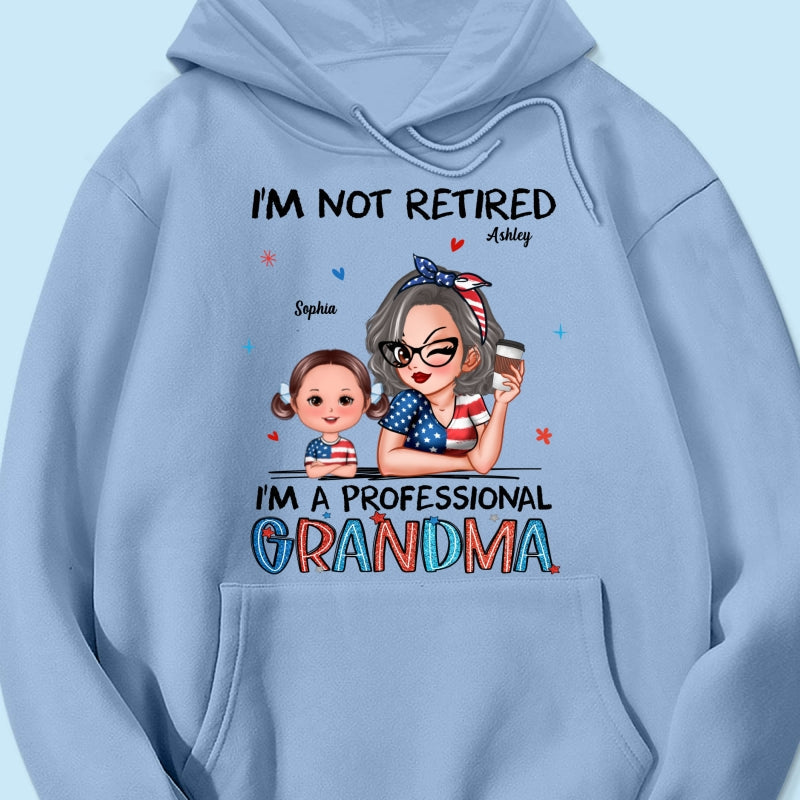 Retired Grandma Nation Flag Personalized Shirt, 4th Of July