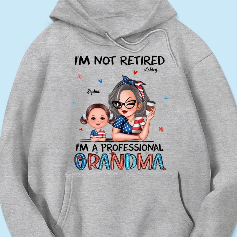 Retired Grandma Nation Flag Personalized Shirt, 4th Of July
