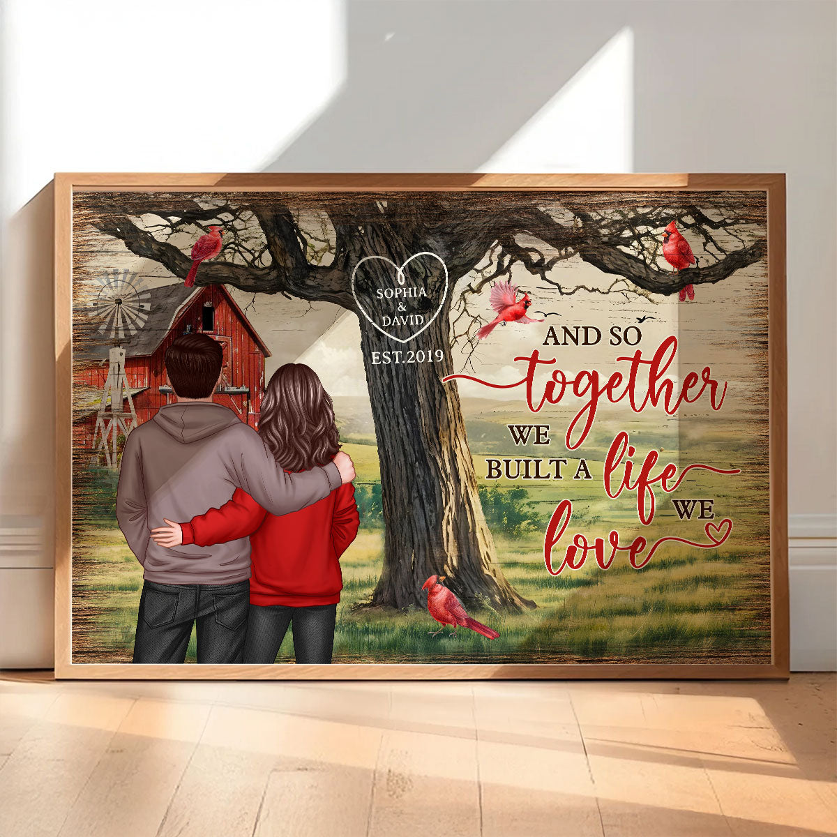 Personalized Couples Tree Large Farmhouse Poster Wall Art, Gift, Anniversary Gift For Couples, For Him, For Her