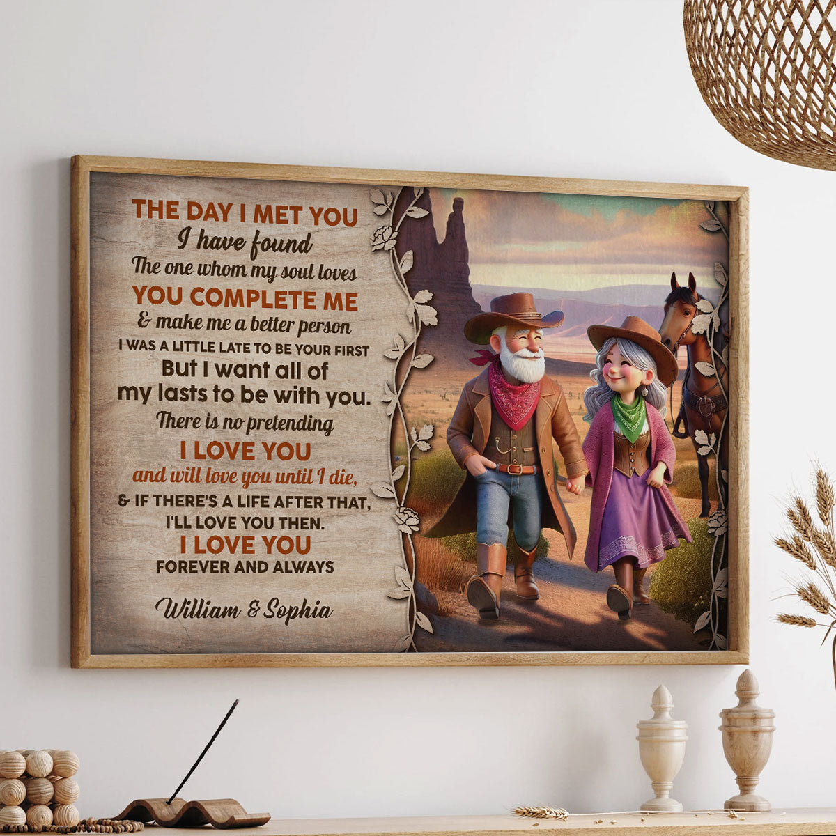 The Day I Met You Cowboy Happy Old Couple Personalized Poster, Anniversary Gift For Him, For Her, Husband, Wife
