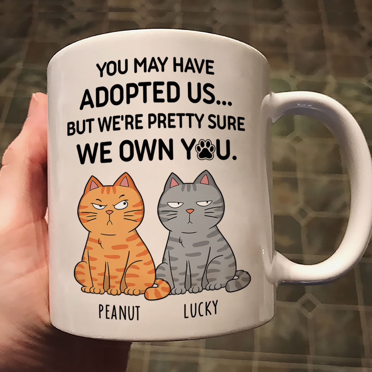 You May Have Adopted Me But Pretty Sure I Own You, Funny Personalized Ceramic Mug For Pet Lovers, Gift For Him, Gift For Her