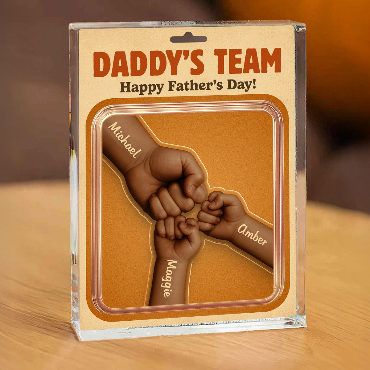 Daddy Team Fist Bump Custom Figure Personalized Acrylic Block Plaque, gift