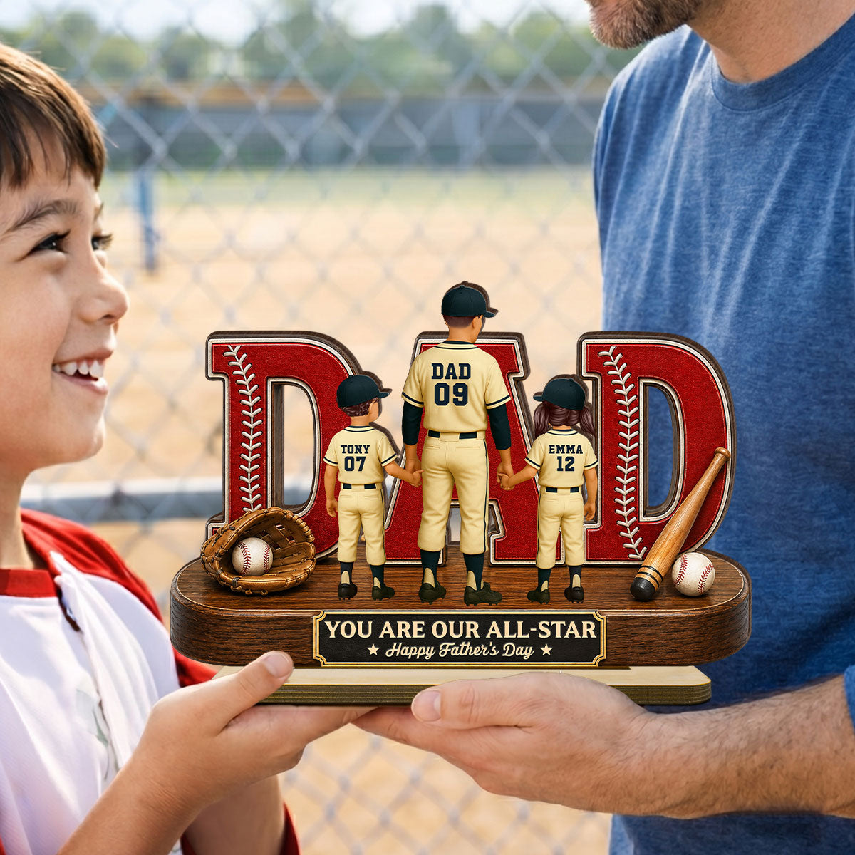 Baseball Dad Legend We Caught The Best Dad - Personalized 2-Layered Wooden Plaque - Gift For Dad