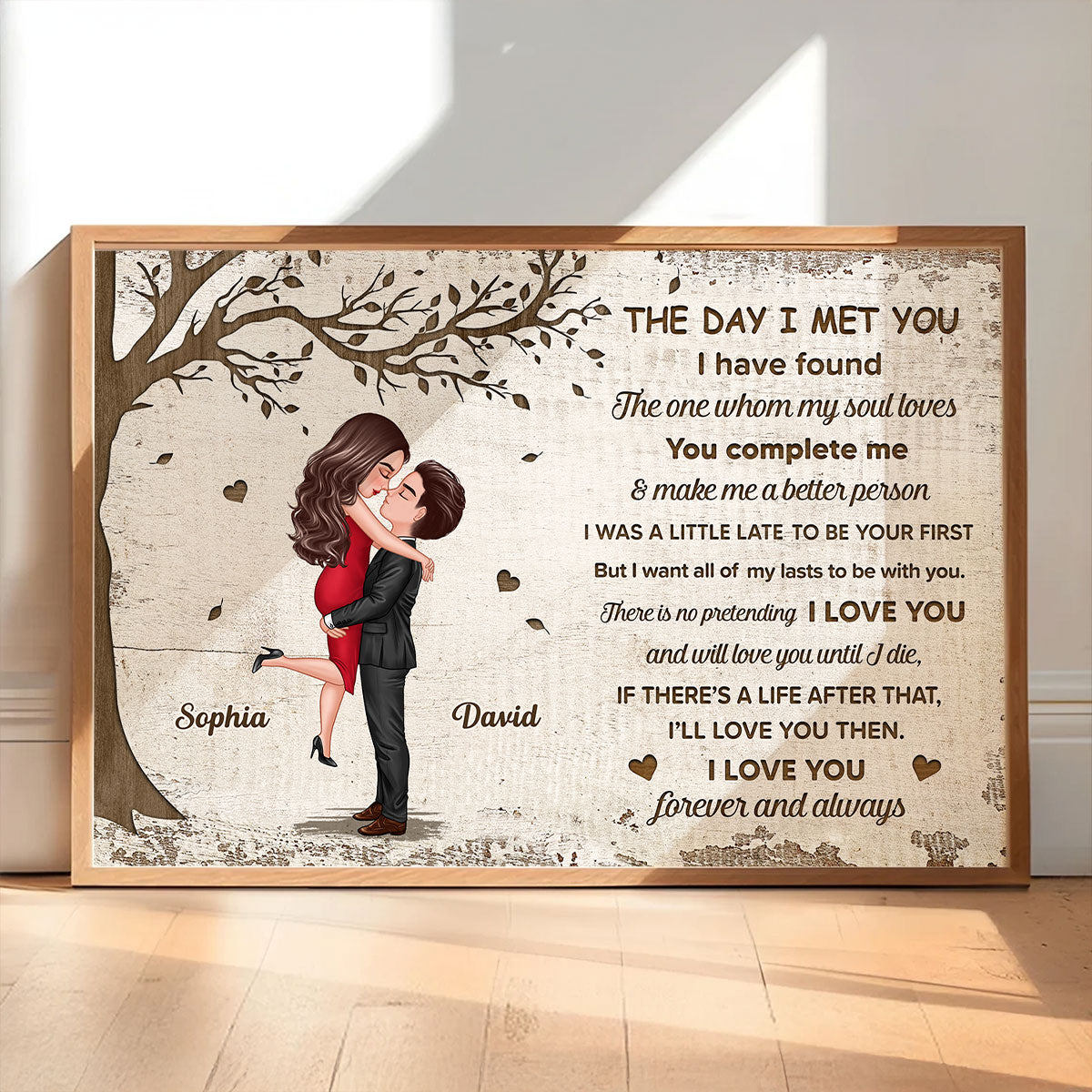 The Day I Met You Hugging Kissing Couple Personalized Poster