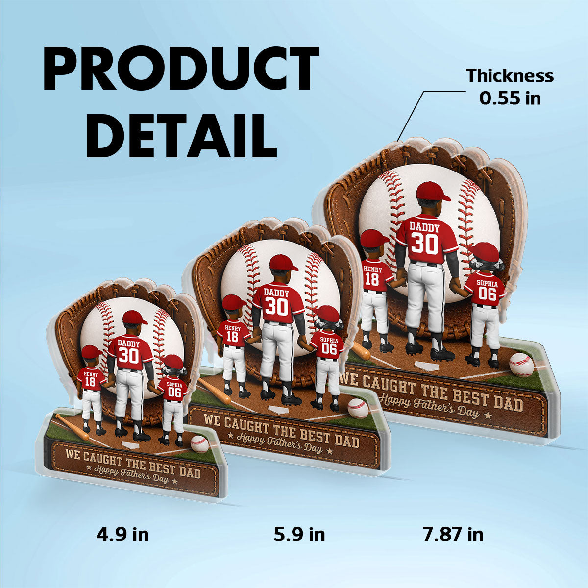 Baseball Dad Legend We Caught The Best Dad - Personalized Acrylic Block Plaque - Gift For Dad