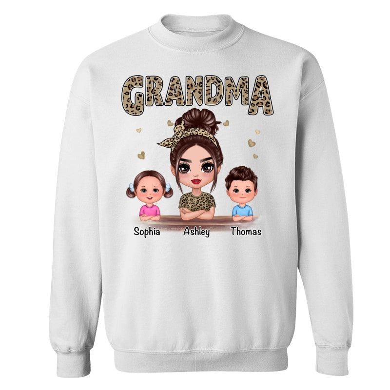 Leopard Shirt Doll Grandma Grandkids Personalized Shirt