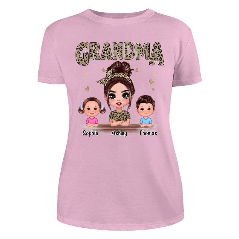 Leopard Shirt Doll Grandma Grandkids Personalized Shirt