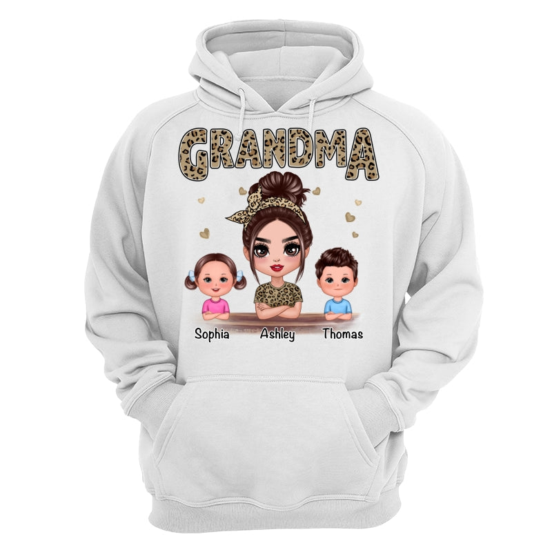Leopard Shirt Doll Grandma Grandkids Personalized Shirt