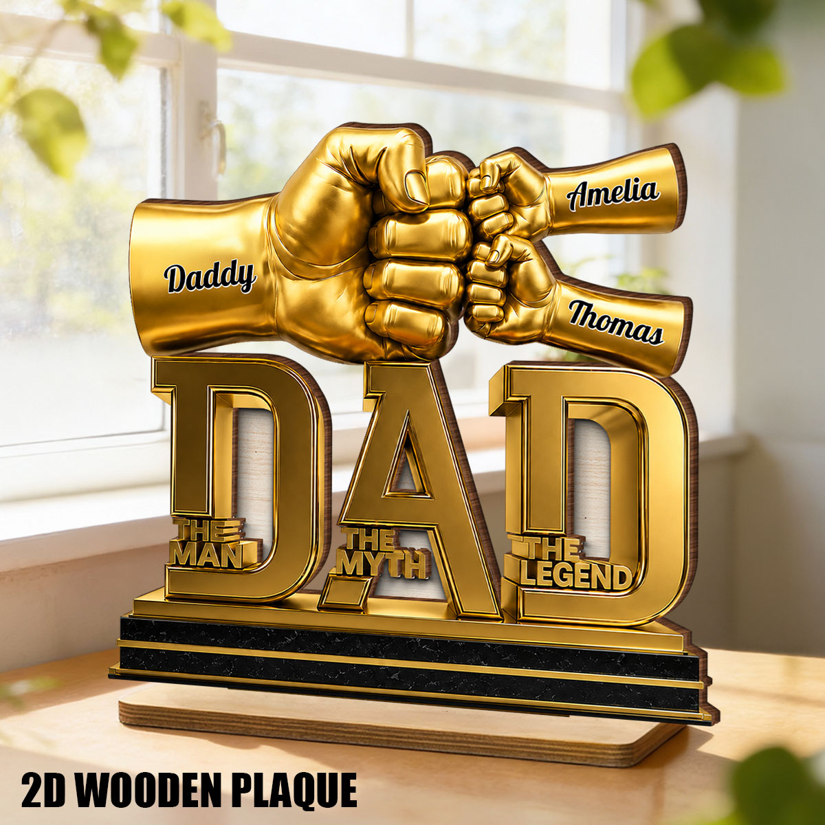 Dad The Man The Myth The Legend - Personalized 2-Layered Wooden Plaque - Gift for Dad, Husband