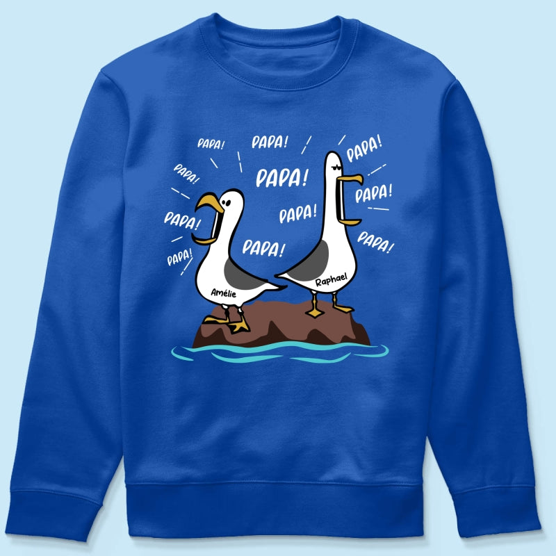Mouettes Papa! Papa! Papa! – T-shirt Personnalis – Cadeau Rigolo pour la Fte des Pres
