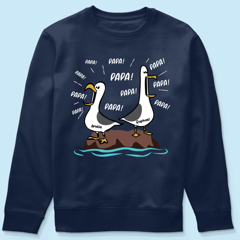 Mouettes Papa! Papa! Papa! – T-shirt Personnalis – Cadeau Rigolo pour la Fte des Pres
