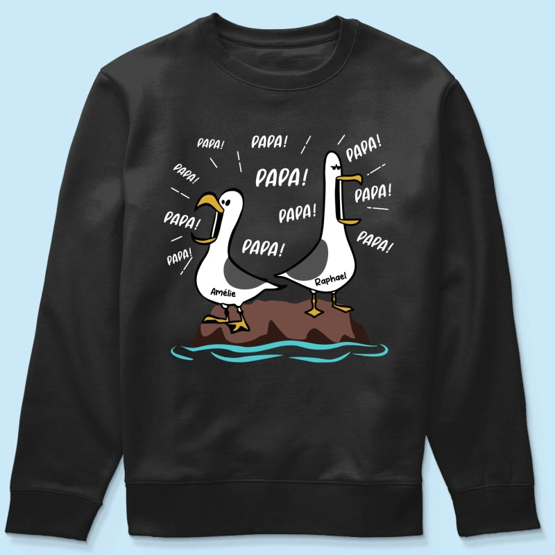 Mouettes Papa! Papa! Papa! – T-shirt Personnalis – Cadeau Rigolo pour la Fte des Pres