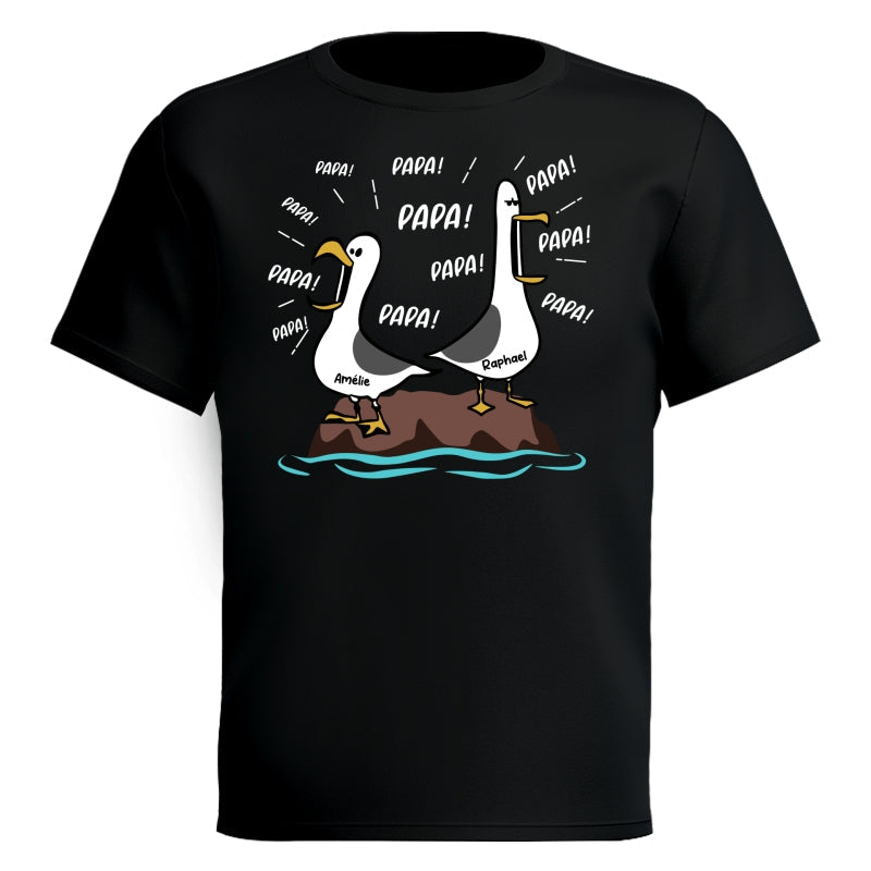 Mouettes Papa! Papa! Papa! – T-shirt Personnalis – Cadeau Rigolo pour la Fte des Pres