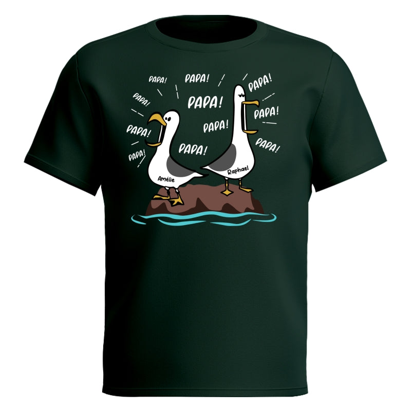 Mouettes Papa! Papa! Papa! – T-shirt Personnalis – Cadeau Rigolo pour la Fte des Pres