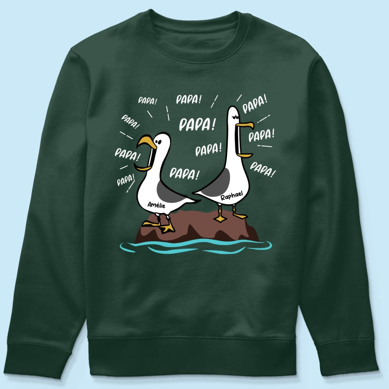 Mouettes Papa! Papa! Papa! – T-shirt Personnalis – Cadeau Rigolo pour la Fte des Pres