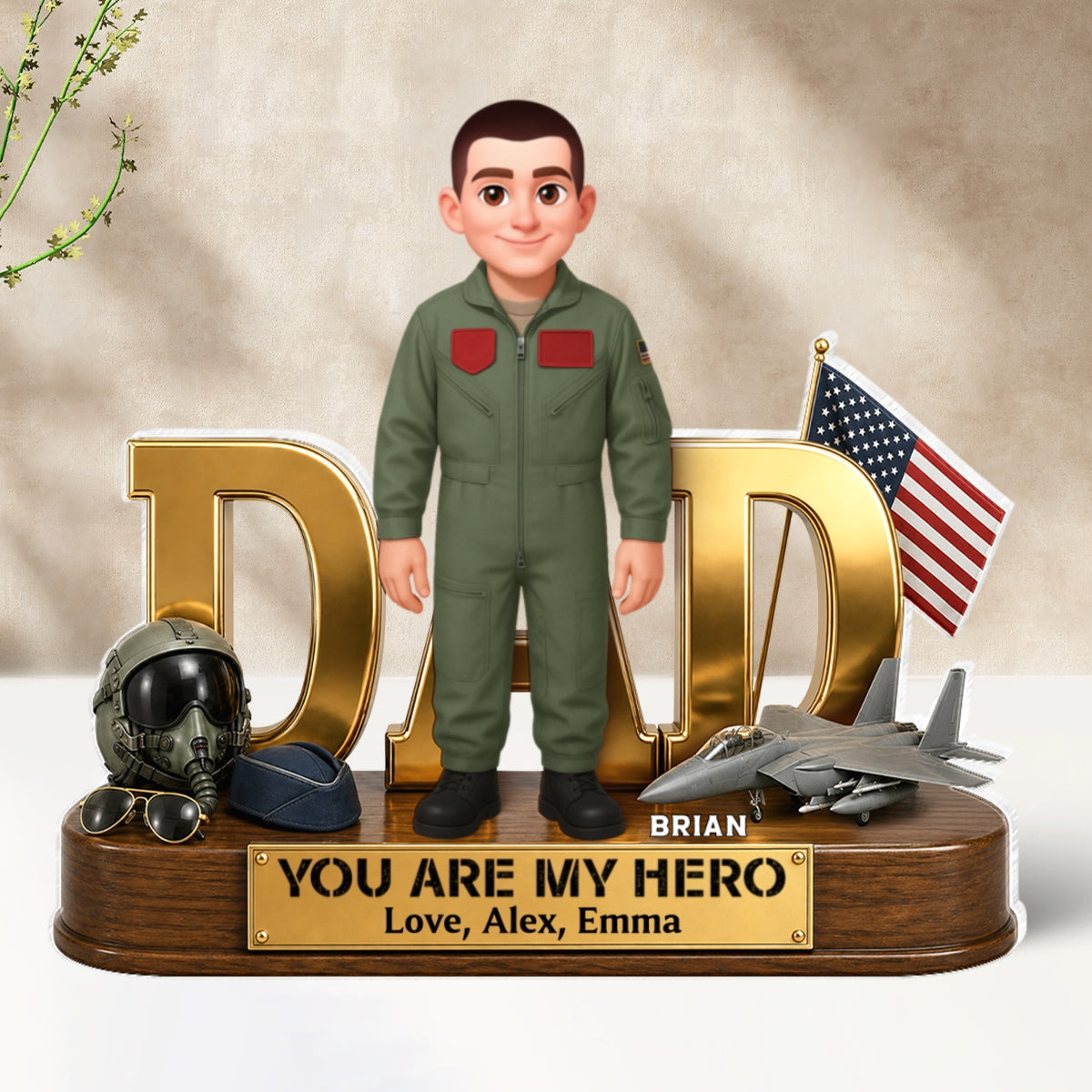 Proud American Air Force Dad You Are Our Hero - Personalized Acrylic Block Plaque - Gift For Dad