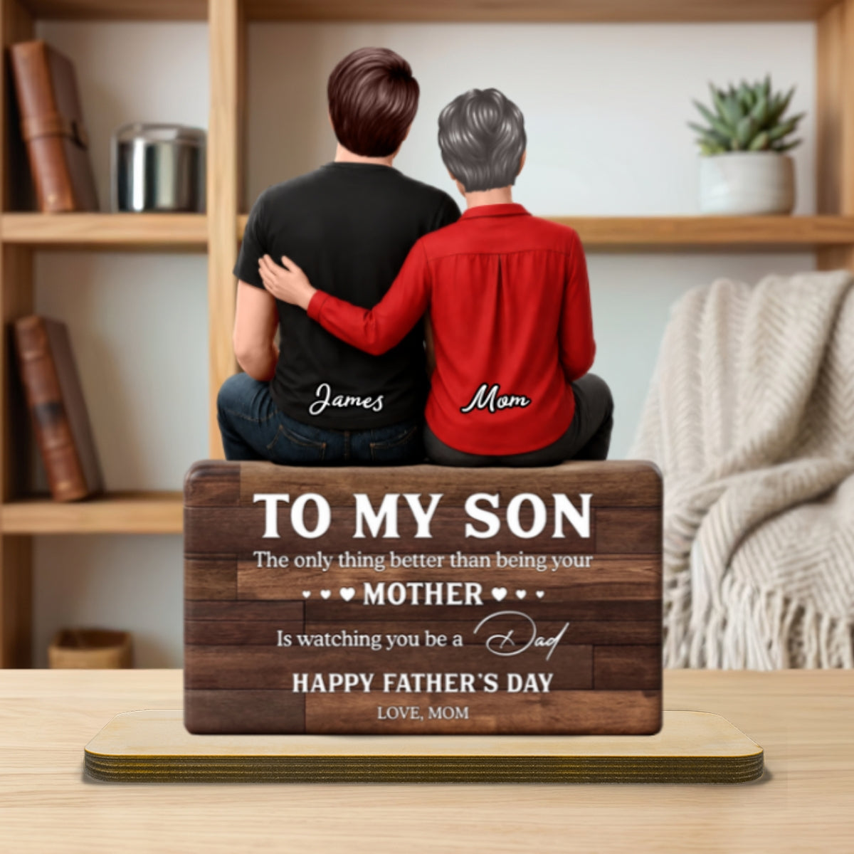 To My Son Happy 2D Flat - Personalized Wooden Plaque - Heartfelt Gift For Son