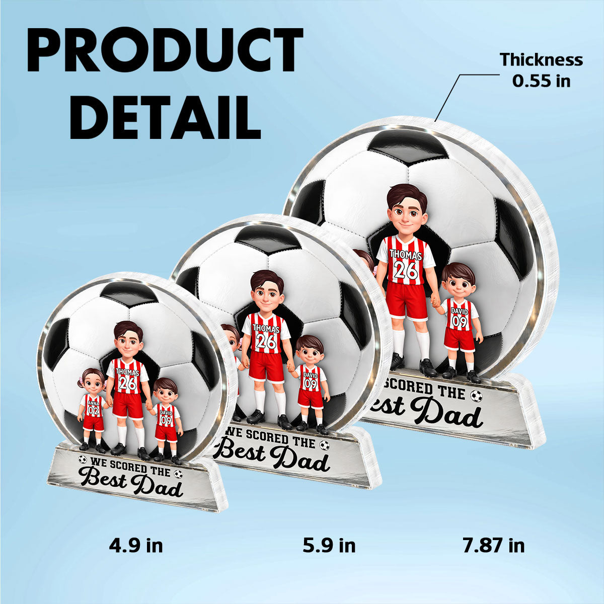 No 1 Soccer Dad We Scored The Best Dad - Personalized Acrylic Block Plaque - Gift For Dad, Husband, Soccer Lovers