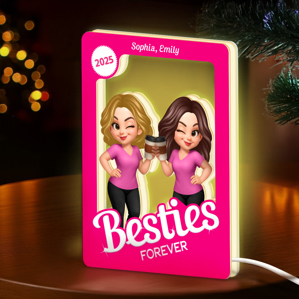 Besties Partners In Crime Pink Toy Box Style - Personalized Light Box - Gift For Best Friends