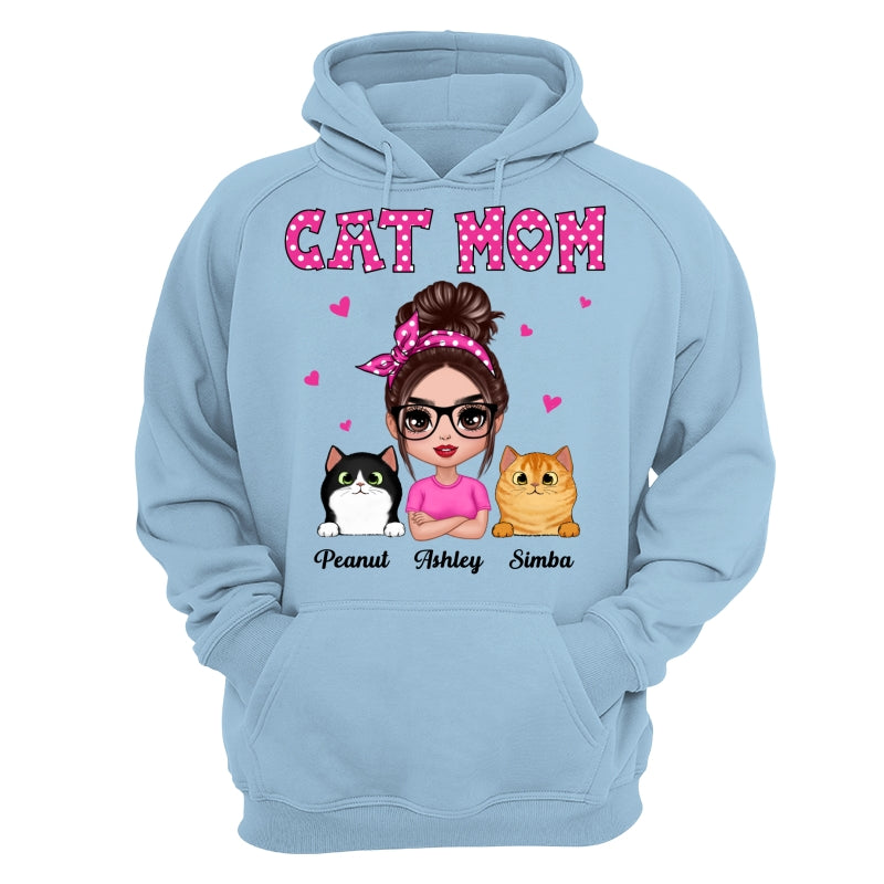 Colorful Polka Dot Pattern Doll Cat Mom Personalized Shirt