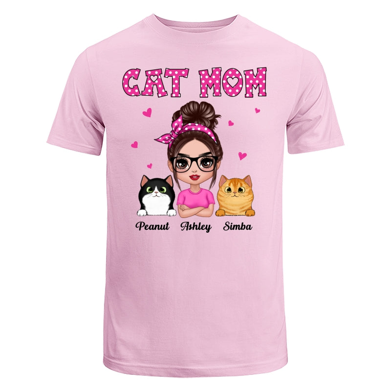 Colorful Polka Dot Pattern Doll Cat Mom Personalized Shirt