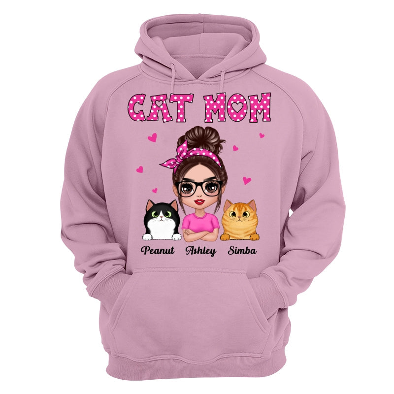 Colorful Polka Dot Pattern Doll Cat Mom Personalized Shirt
