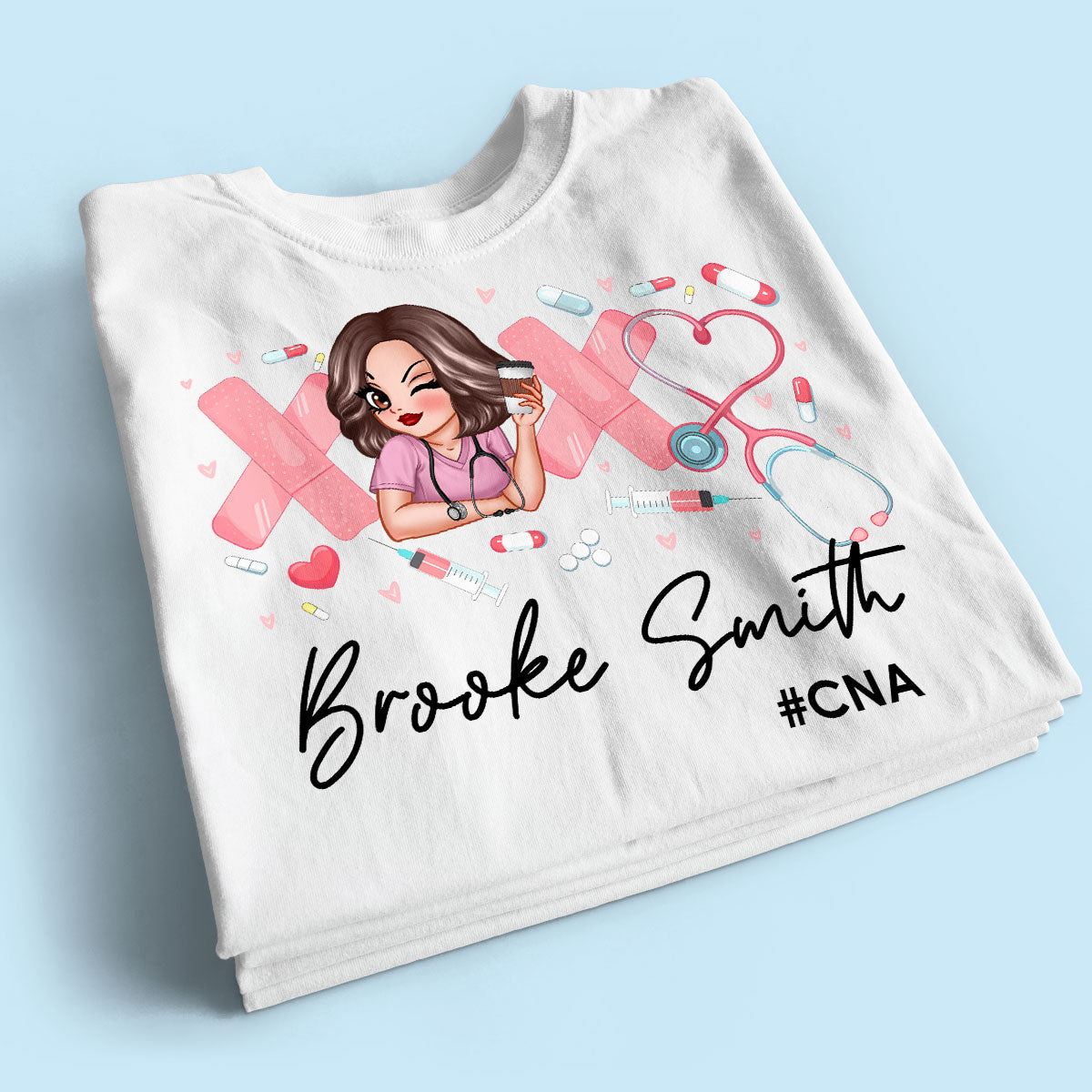 Pink Coquette XOXO Nurse Personalized Shirt, Birthday Gift For Nurse Wife, Girlfriend, Bestie