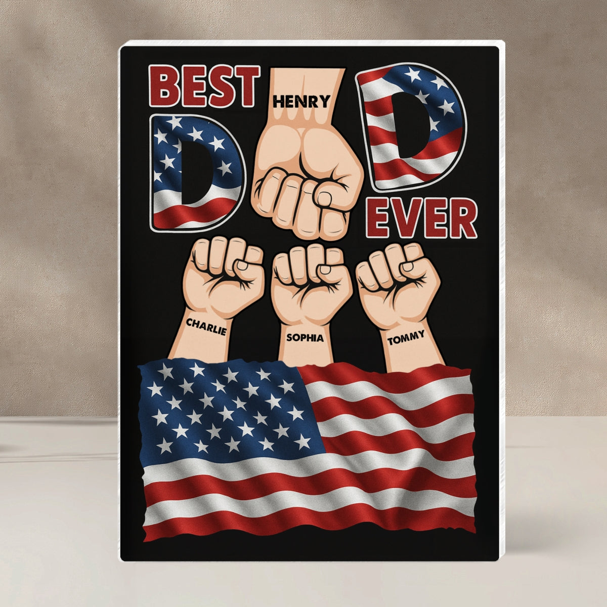 Best Dad Ever Nation Flag Personalized Acrylic Block Plaque, Gift for Dad