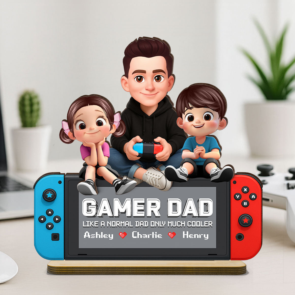 Legend Gamer Dad Much Cooler - Personalized 2-Layered Wooden Plaque - Gift For Dad, Husband, Gamers