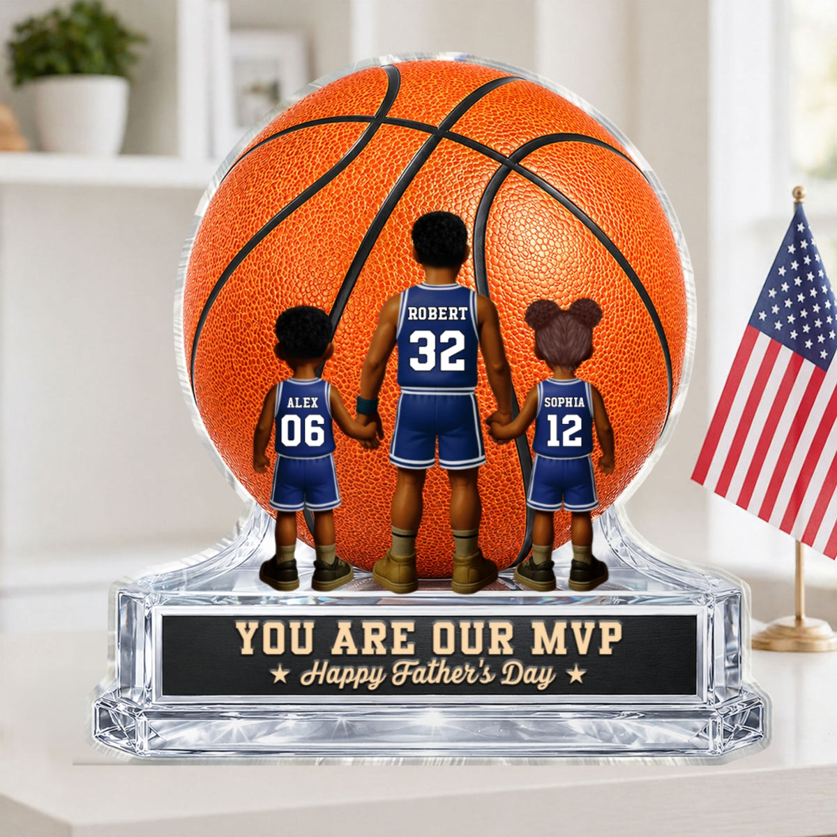 Basketball No 1 Dad Legend You Are Our MVP - Personalized Acrylic Block Plaque - Gift For Dad, Husband, Basketball Fans