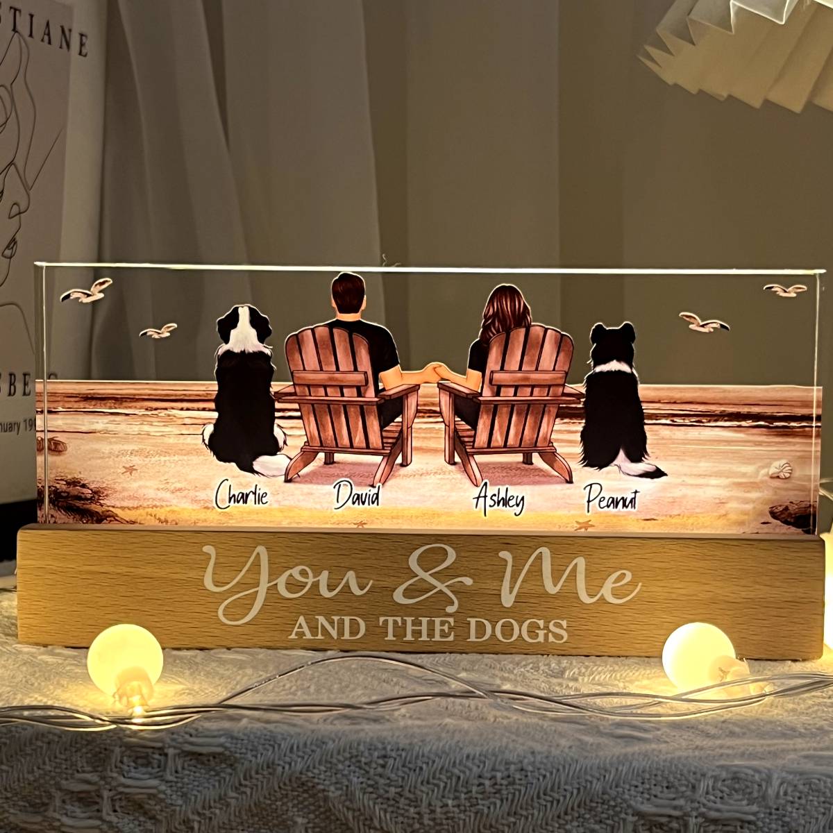 Couple You Me And The Dogs Cats Retro Vintage Personalized LED Night Light, Heartfelt Gift For Dog Lovers, Gift For Cat Lovers