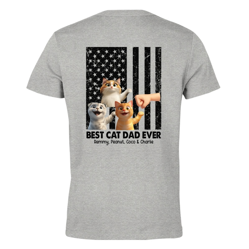 Best Cat Dad Ever Nation Flag Cute Cartoon Cat Personalized Shirt, Father's Day Gift for Cat Dads, Gift for Husband