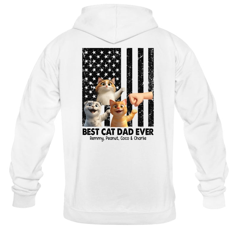 Best Cat Dad Ever Nation Flag Cute Cartoon Cat Personalized Shirt, Father's Day Gift for Cat Dads, Gift for Husband
