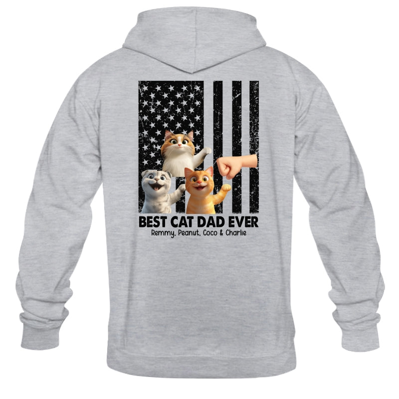 Best Cat Dad Ever Nation Flag Cute Cartoon Cat Personalized Shirt, Father's Day Gift for Cat Dads, Gift for Husband