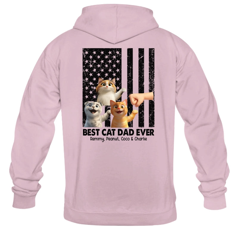 Best Cat Dad Ever Nation Flag Cute Cartoon Cat Personalized Shirt, Father's Day Gift for Cat Dads, Gift for Husband