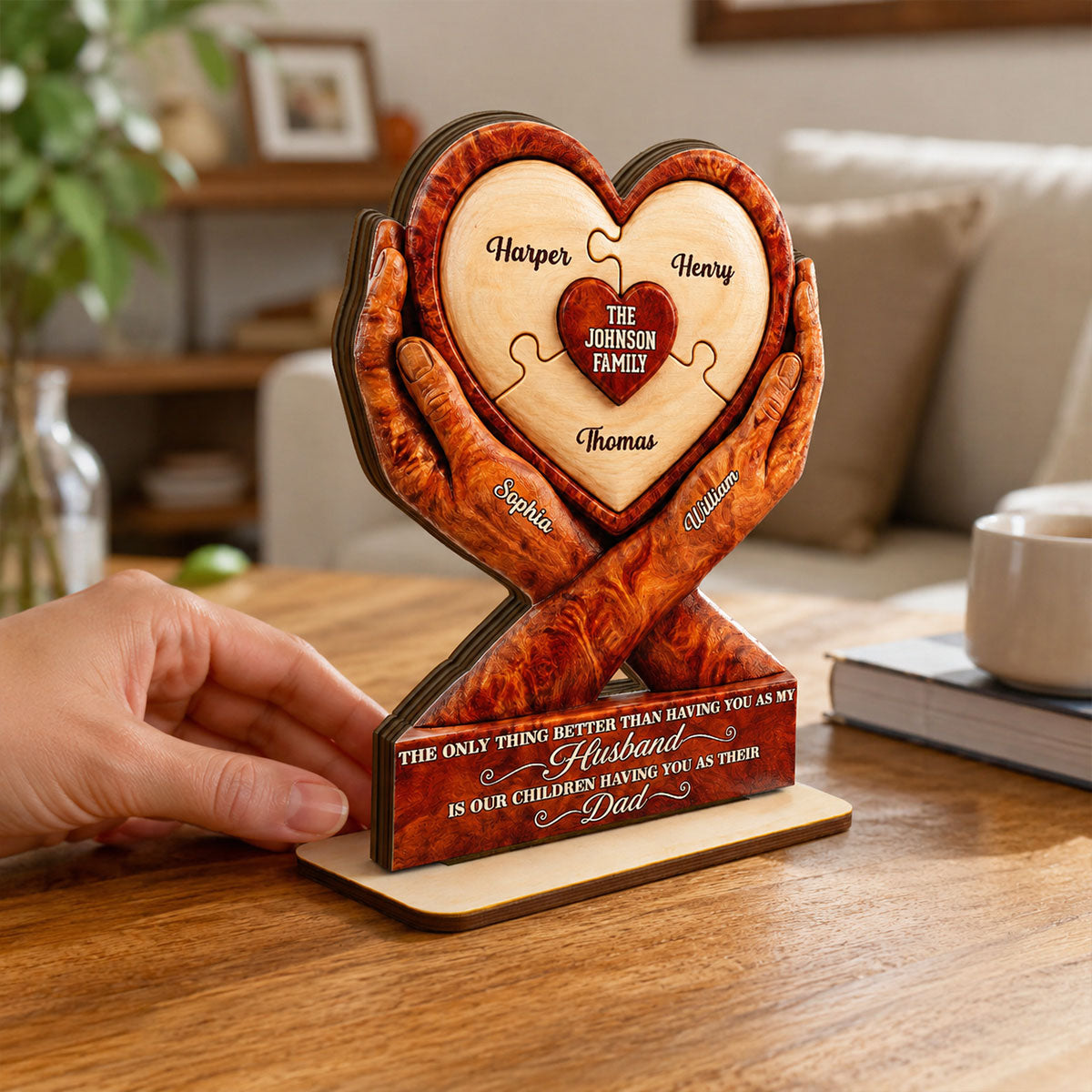 Our Children Having You As Their Dad 2D Flat Printed - Personalized 2-Layered Wooden Plaque - Gift For Husband