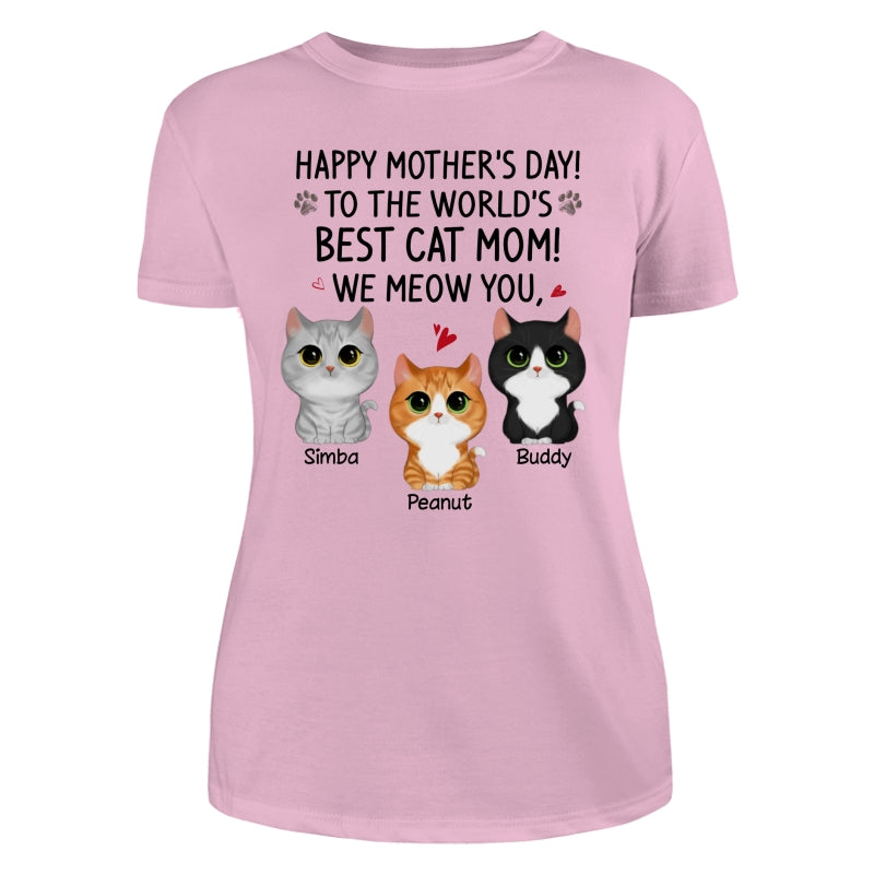 Happy Mother‘s Day Best Cat Mom Watercolor Cute Cats Personalized Shirt