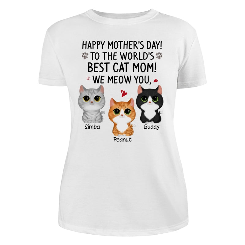 Happy Mother‘s Day Best Cat Mom Watercolor Cute Cats Personalized Shirt