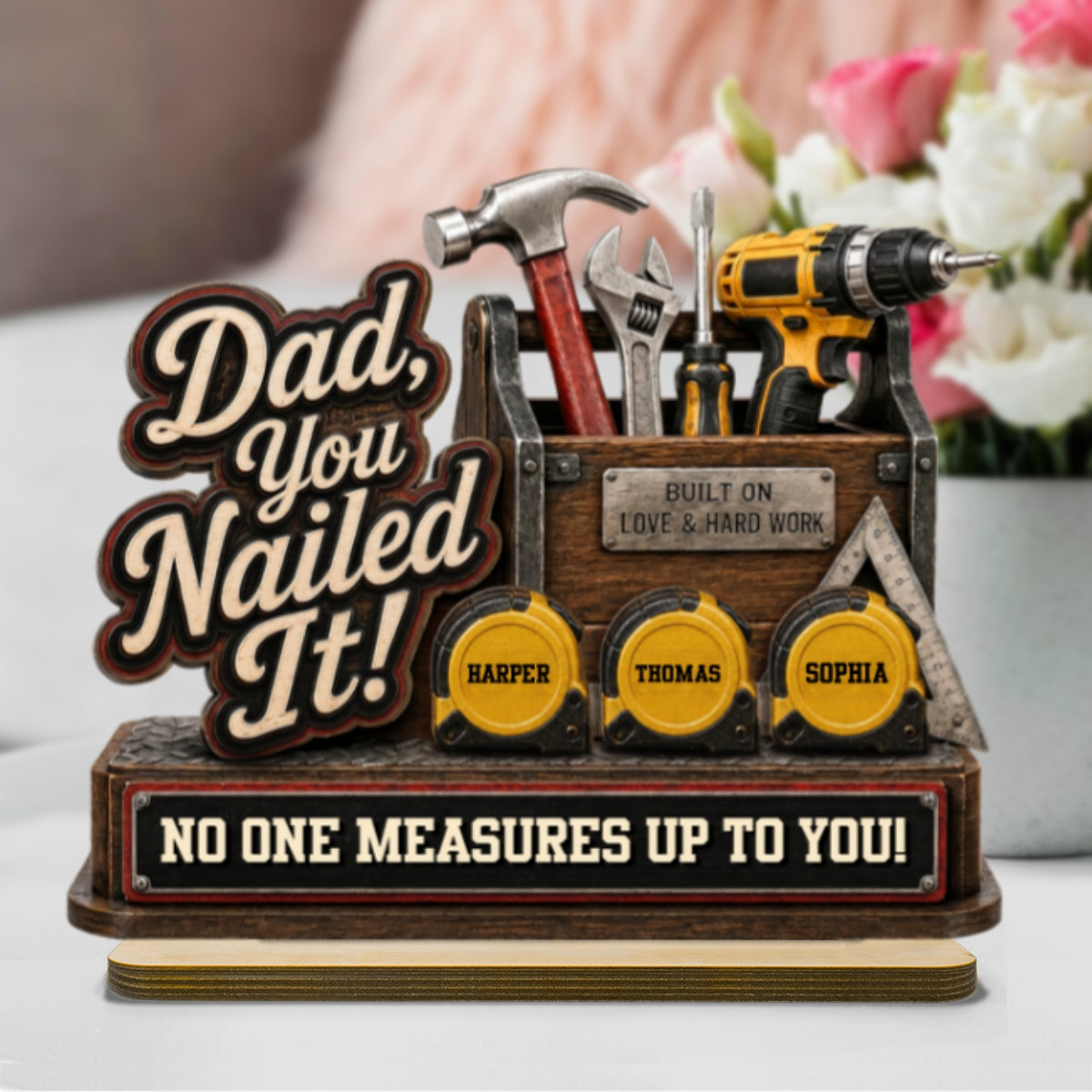 Dad You Nailed It Custom Name 2D Flat - Personalized 2-Layered Wooden Plaque - Gift For Dad