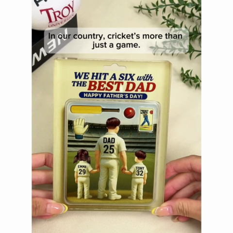 Hit A Six With The Best Dad Cricket Dad - Personalized Acrylic Block Plaque - Gift
