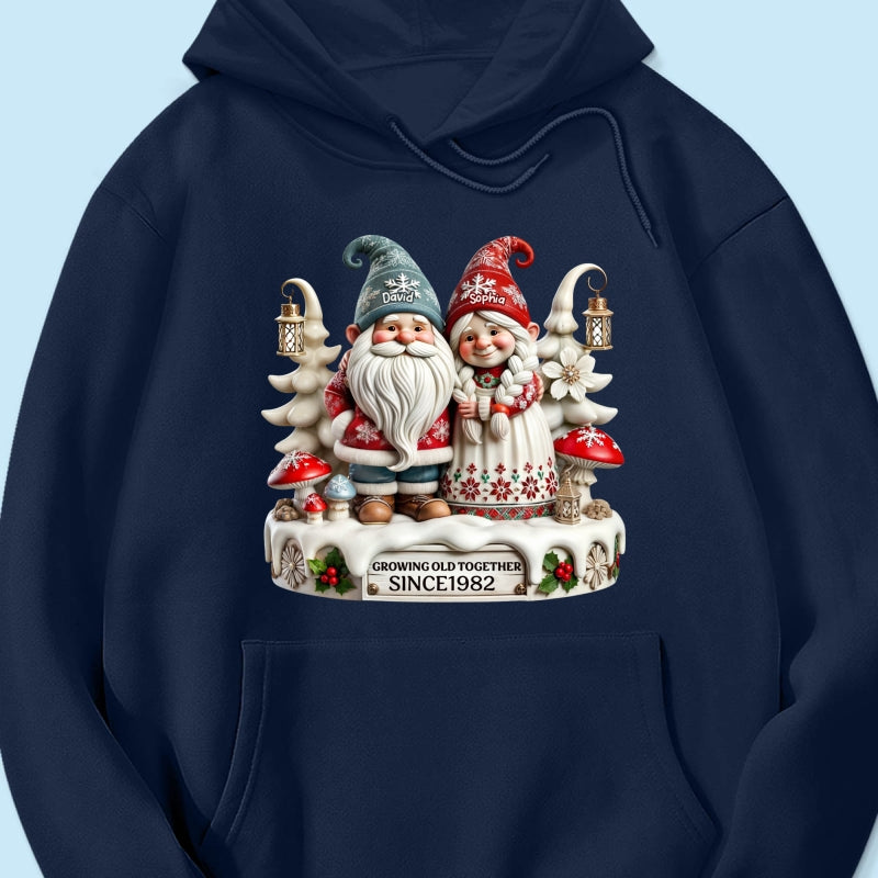 3D Effect Gnome Couple Together Christmas Personalized Shirt, Heartfelt Gift For Couple, For Him, For Her, Husband, Wife