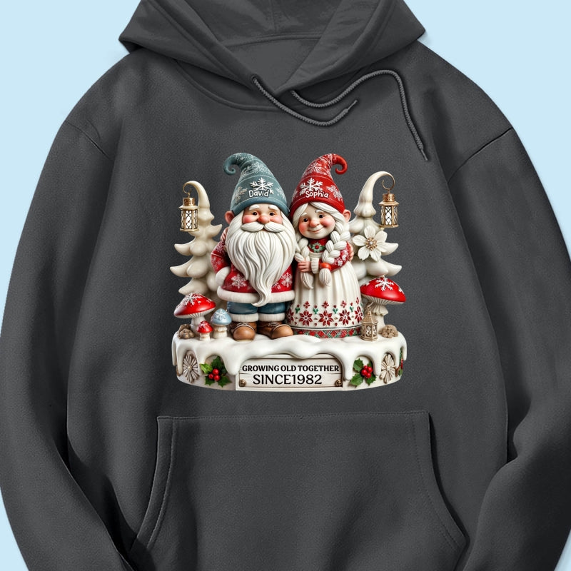 3D Effect Gnome Couple Together Christmas Personalized Shirt, Heartfelt Gift For Couple, For Him, For Her, Husband, Wife