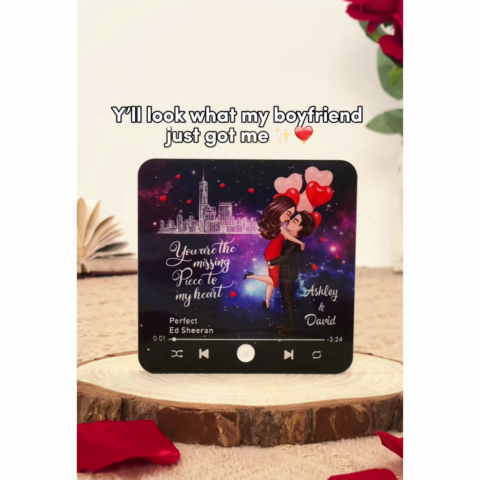 The Missing Piece To My Heart Couple Kissing Favorite Song Personalized Music Fridge Magnet, Gift For Couple