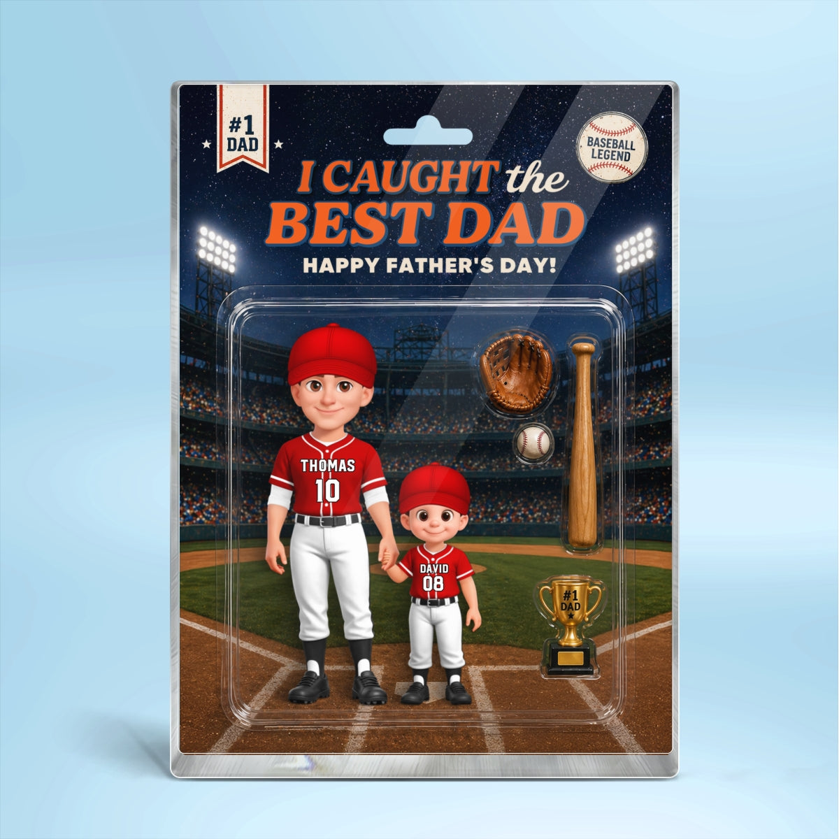 Retro Friday Night Light Baseball We Caught The Best Dad - Personalized Acrylic Block Plaque - Gift For Baseball Dad