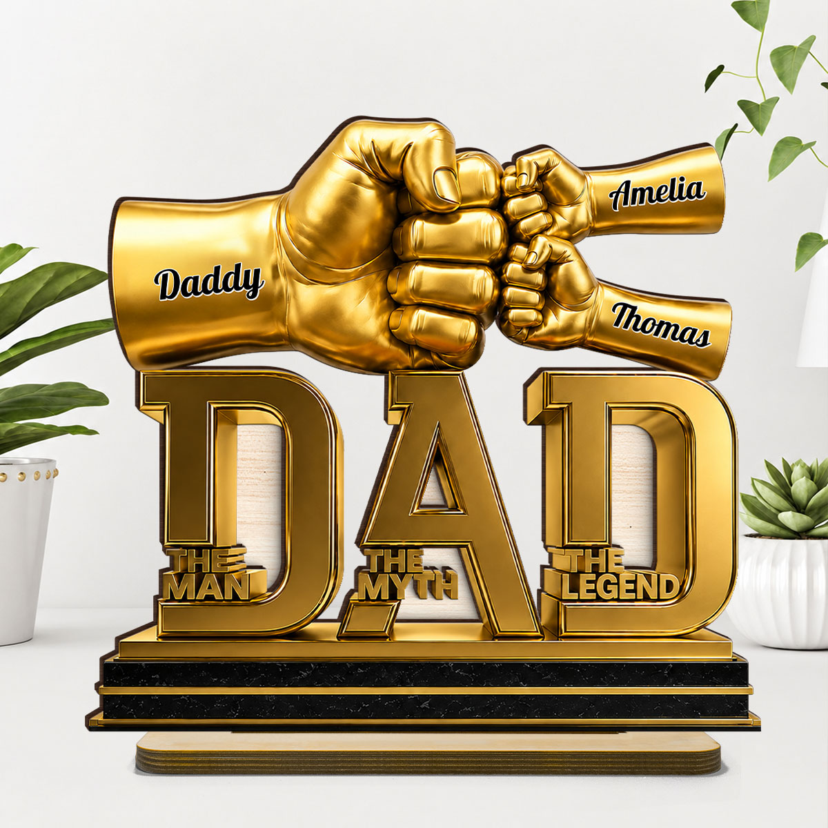 Dad The Man The Myth The Legend - Personalized 2-Layered Wooden Plaque - Gift for Dad, Husband