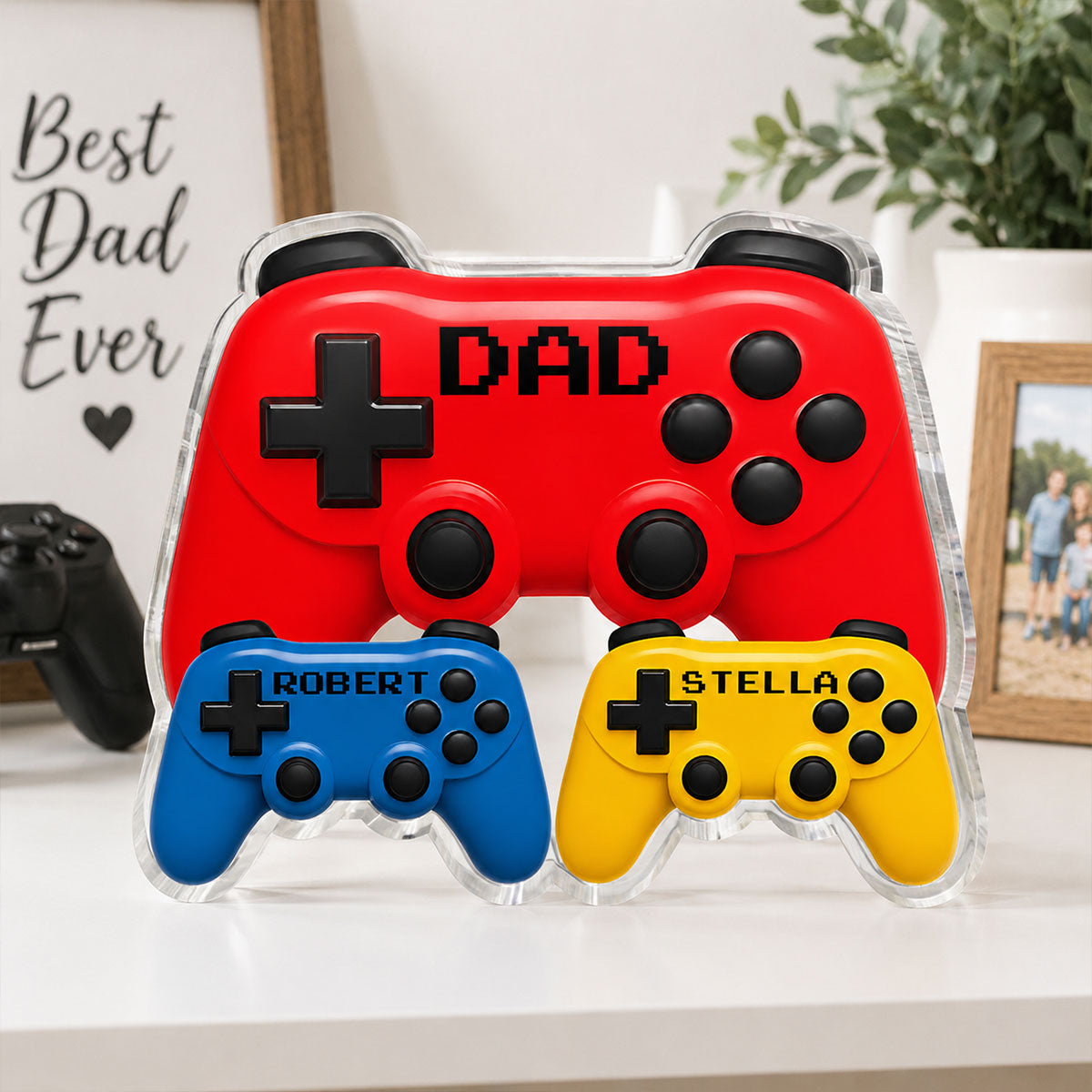 Gamer Dad Controllers - Personalized Acrylic Block Plaque - Gift For Dad, Husband, Gamers