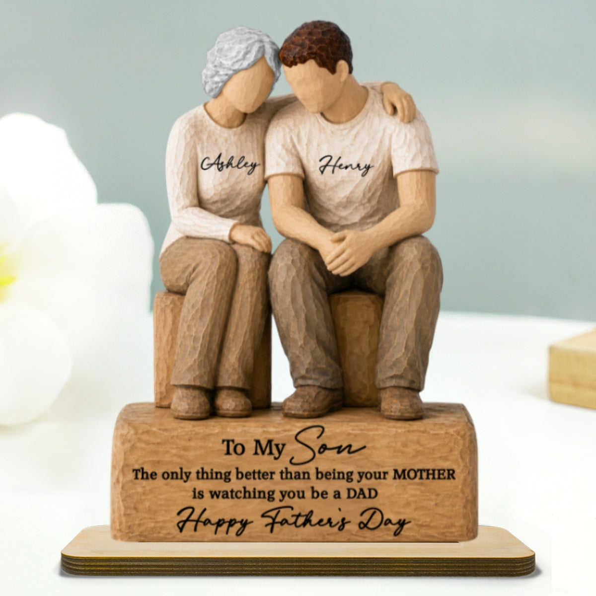 To My Son Watching You Be A Dad From Mom 2D Flat - Personalized 2-Layered Wooden Plaque - Gift For Son