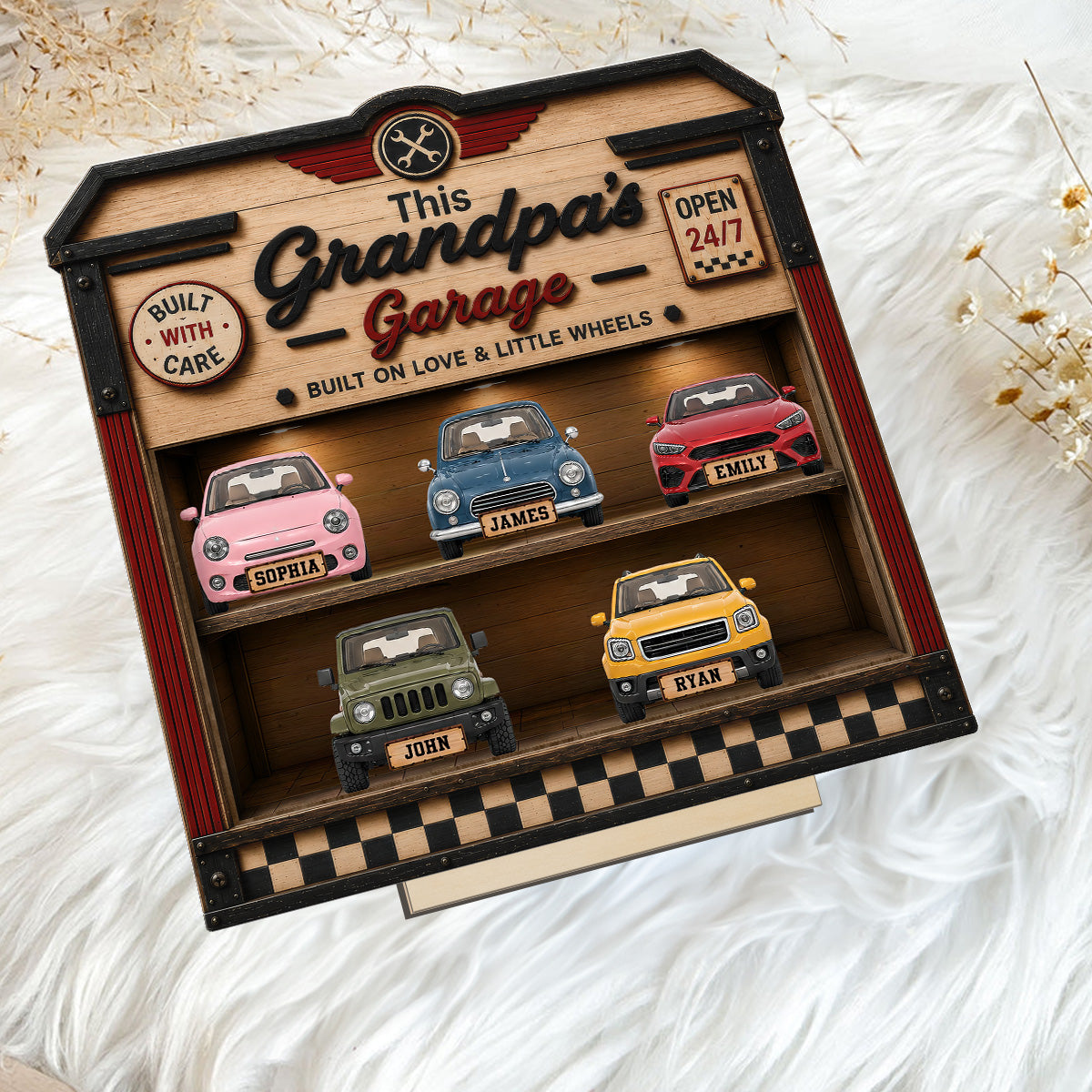 Dad Grandpa's Garage 2D Flat - Personalized Wooden Plaque - gift for Dad, Grandpa