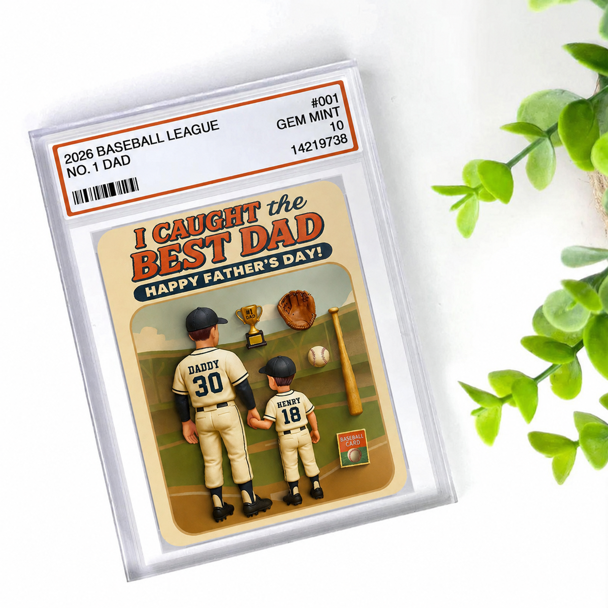 I Caught the Best Dad Baseball Trading Card Personalized Acrylic Block Plaque, Gift for Dad, Gift for Husband