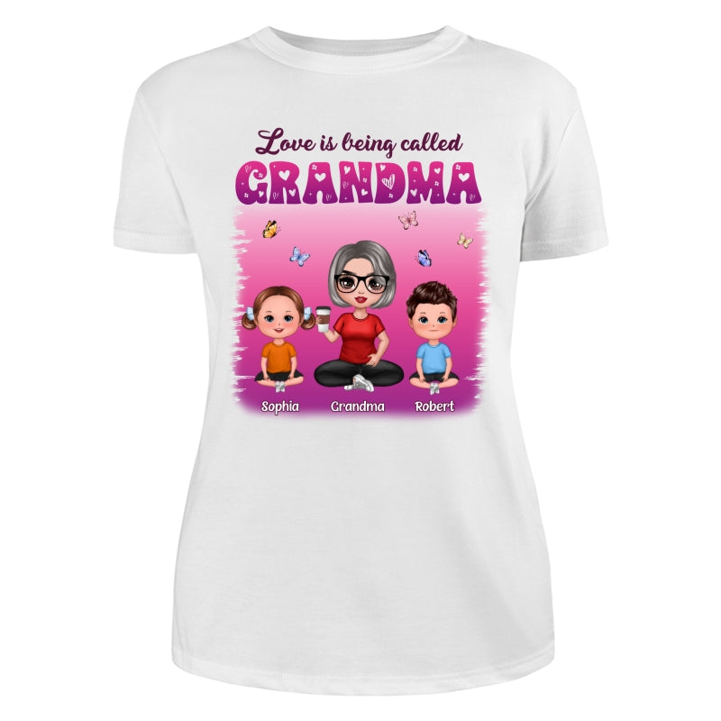 Colorful Love Is Being Call Grandma Sitting Kids Personalized Shirt